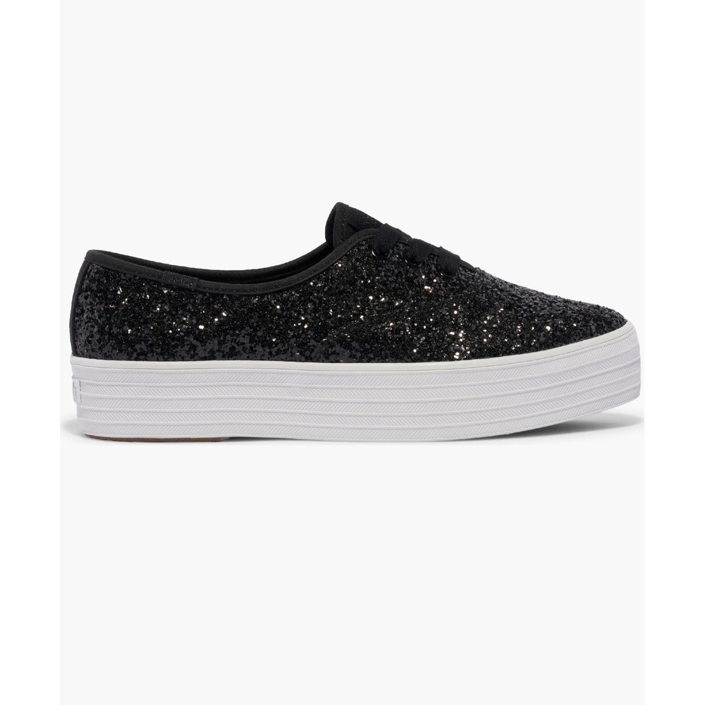 Keds Triple Up Point Sneakers Women 7.5 Black Excellent Glitter Platform WF68126